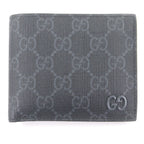 Gucci Leather GG Supreme Canvas Double Logo Bifold Wallet