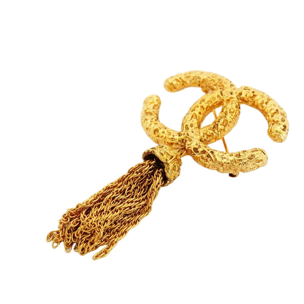 Chanel Brooch Vintage CC Logo Lava Motif Gold Plated — view 2