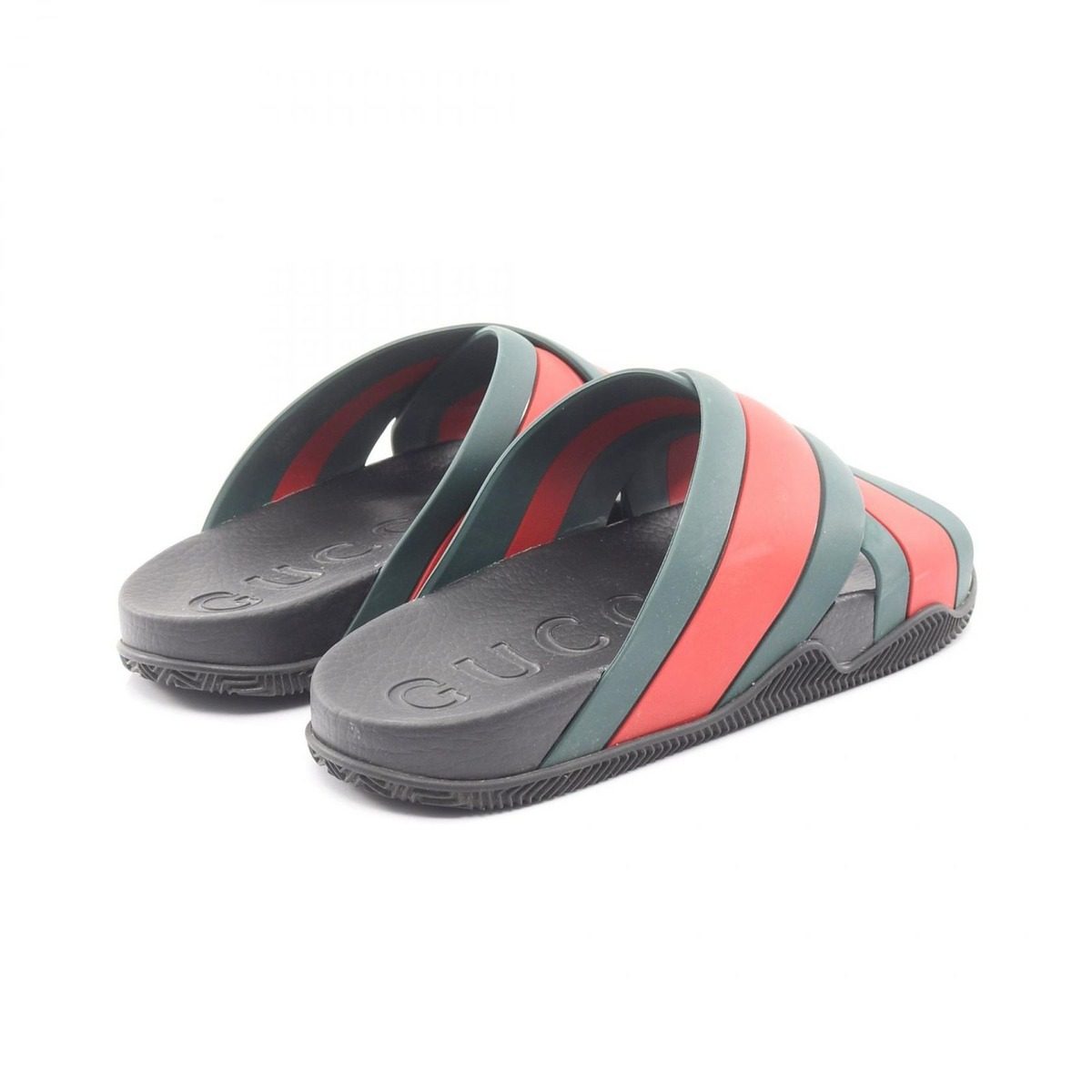 Gucci Sandals Web Stripe Cross Rubber Black — view 2