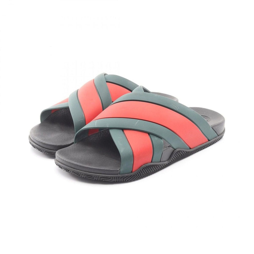 Gucci Sandals Web Stripe Cross Rubber Black