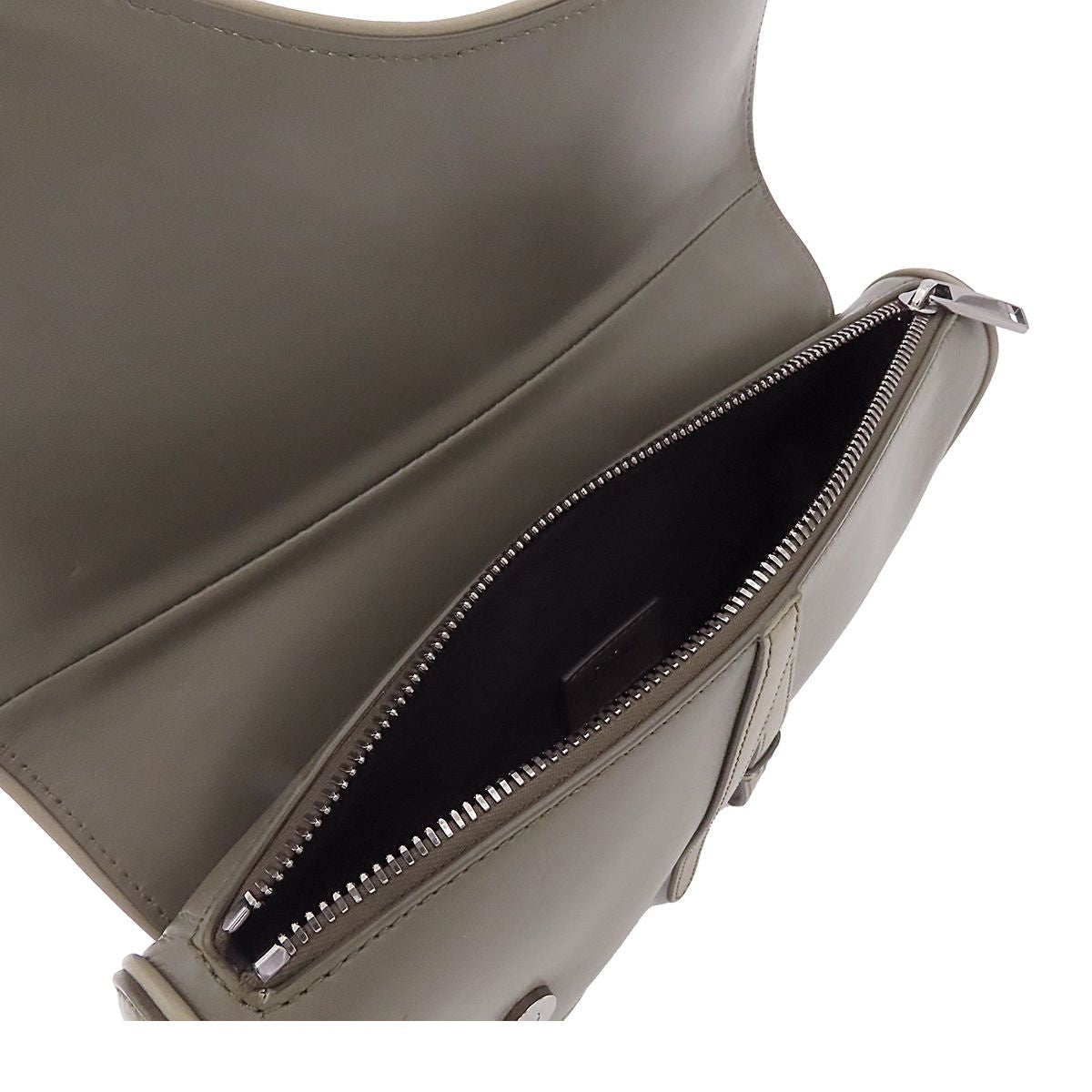 Dior Saddle Bag Khaki Leather Logo — view 5