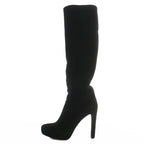 Prada Long Boots Suede Pointed Toe High Heel Side Zip 35 Black XZ