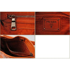 Prada Tote Shoulder Bag Vintage Leather Light Orange — view 3