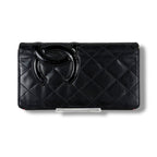 Chanel Cambon Line Long Wallet Bifold Black Pink CC Logo Quilted — view 3