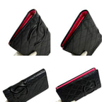Chanel Cambon Line Long Wallet Bifold Black Pink CC Logo Quilted — view 6