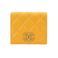 Chanel Quilted Small Wallet Bifold Lambskin Master Yellow