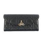Dior My Violet Wallet Lambskin Black Gold Hardware Long