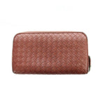 Bottega Veneta Intrecciato Wallet Leather Zip Around Logo Red