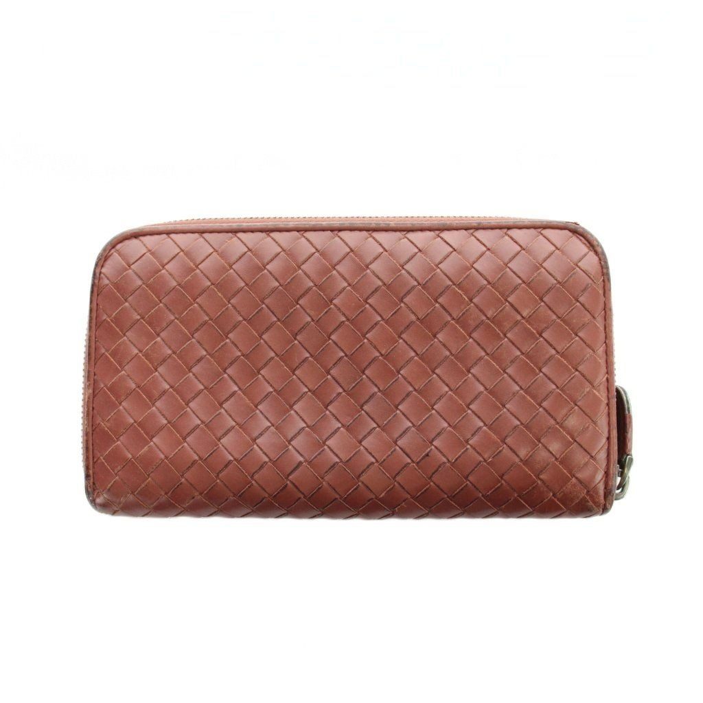 Bottega Veneta Intrecciato Wallet Leather Zip Around Logo Red