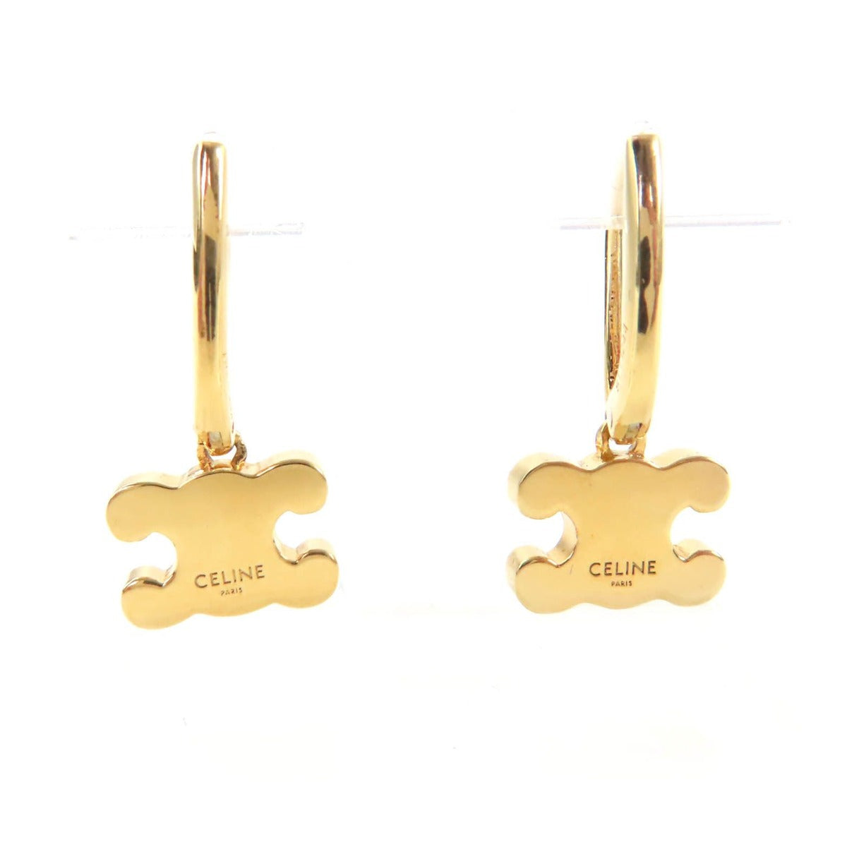 Celine Triomphe Rhinestone Earrings Gold — view 3