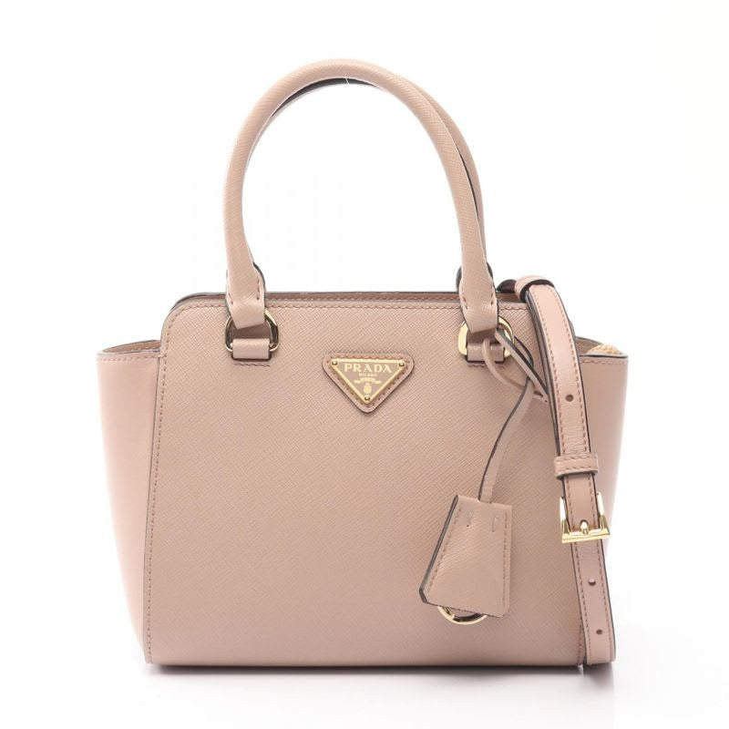 Prada Handbag Saffiano Soft C Beige Leather Galleria 2-Way
