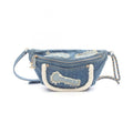 Chanel Waist Bag Body Denim Blue Coco Charm