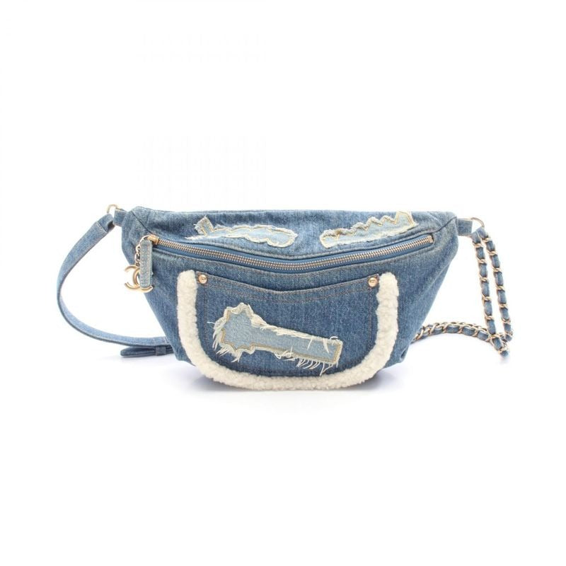 Chanel Waist Bag Body Denim Blue Coco Charm
