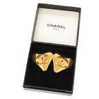 Chanel Vintage Coco Mark Heart Metal Gold Earrings 0179 — view 3