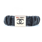 Chanel CC Logo Lambskin Hair Tie Scrunchie Black Gold
