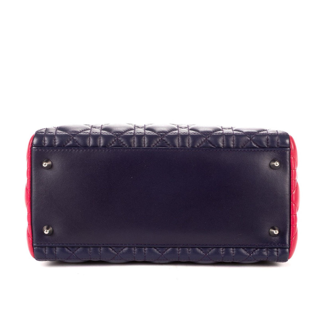 Dior Navy Blue Cannage Quilt Handbag — view 6