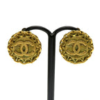 Chanel Vintage Guilloche Gold-Tone Earrings — view 2