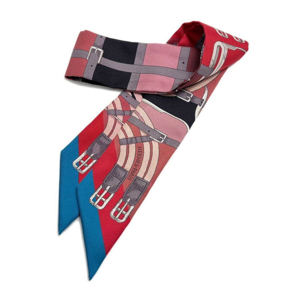 Hermes Twilly Scarf Belt Pattern Red
