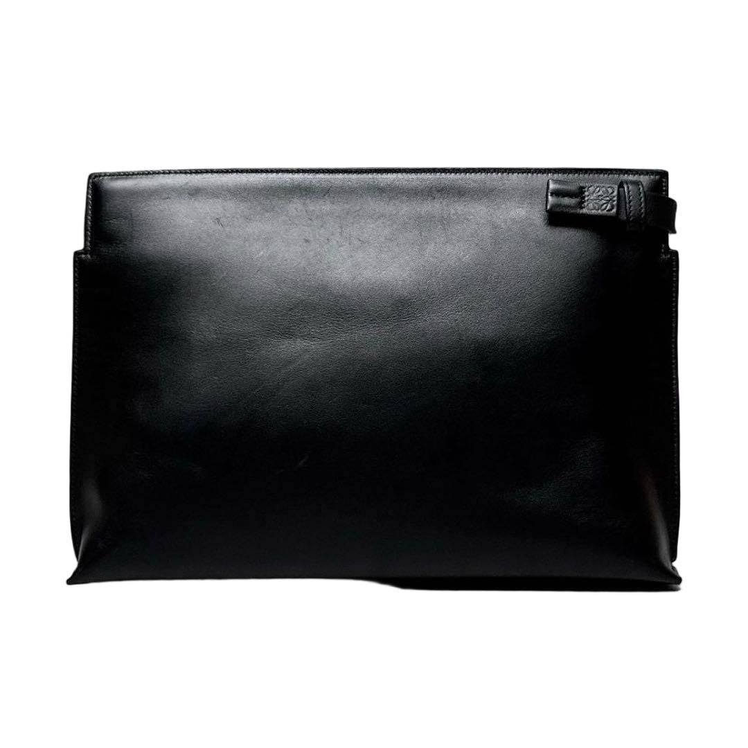 Loewe T Pouch Anagram Clutch Black Satin Cafe — view 2