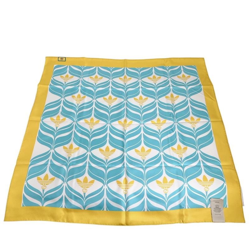 Gucci 100% Silk Scarf Adidas Collaboration Yellow And Blue — view 3