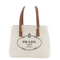 Prada Tote Off White Canvas Leather