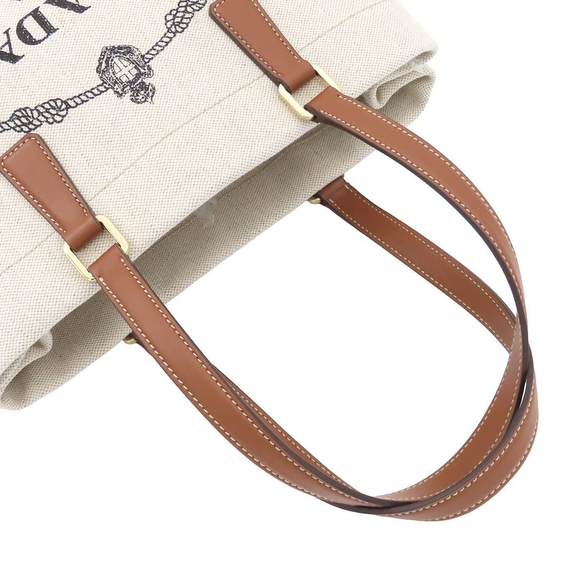 Prada Tote Off White Canvas Leather — view 4