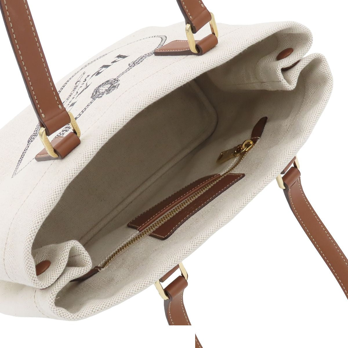 Prada Tote Off White Canvas Leather — view 5