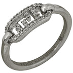Fendi Orlock Rings Rhinestone Zircon Strass Ring Size 13 Silver Plated — view 2