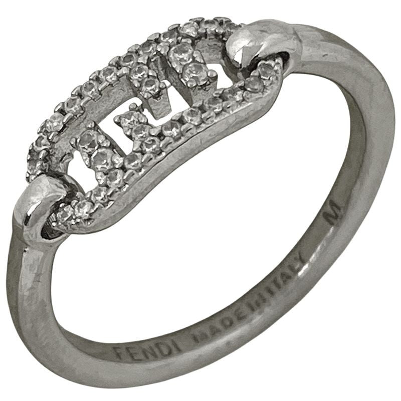 Fendi Orlock Rings Rhinestone Zircon Strass Ring Size 13 Silver Plated — view 2
