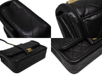 Chanel S Flap Chain Shoulder Bag CC Logo Lambskin Black Gold — view 6