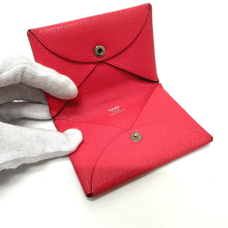 Hermes Card Case Calvi Epson Rose Azalea Pink — view 8
