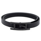 Hermes Leather Bracelet Behapi Double Tour Sole Black Swift T4