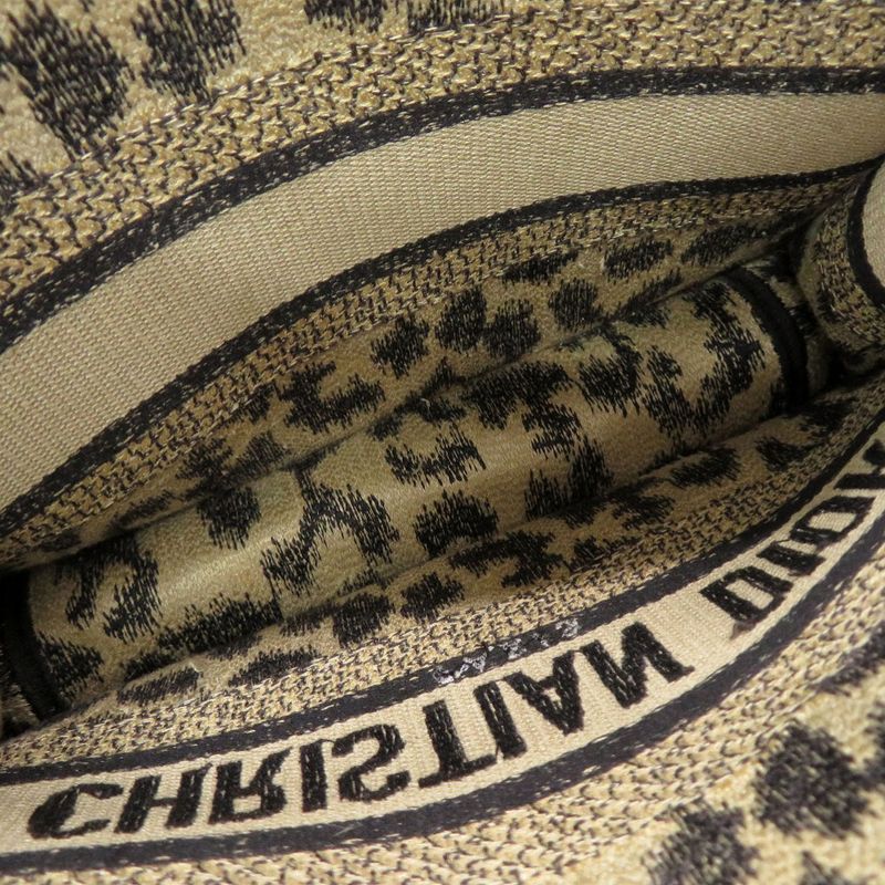 Christian Dior Book Tote Mini Leopard Canvas Beige Handbag 0760 — view 6