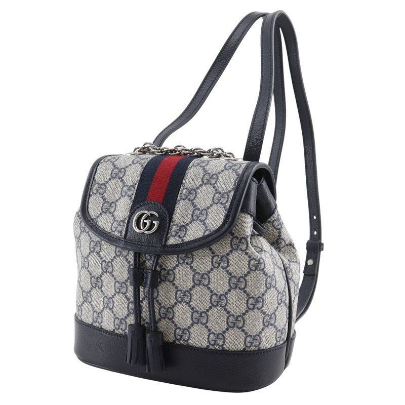 Gucci Ophidia Mini GG Supreme Canvas Gray Navy Blue Backpack Daypa — view 2