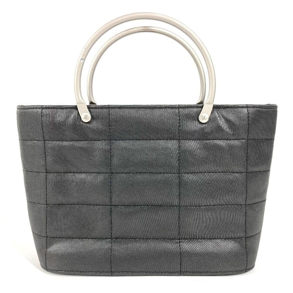 Chanel Handbag Metal Handle Choco Bar Nylon Gray