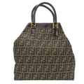Fendi Tote Zucca Canvas Leather Brown Vertical Shape