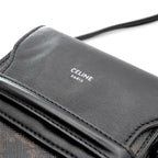Celine Mobile Smartphone Accessories Leather Canvas Black Triomphe Logo Phone — view 6