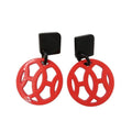 Hermes Ava Buffalo Horn Lacquer Red Black Earrings 0716