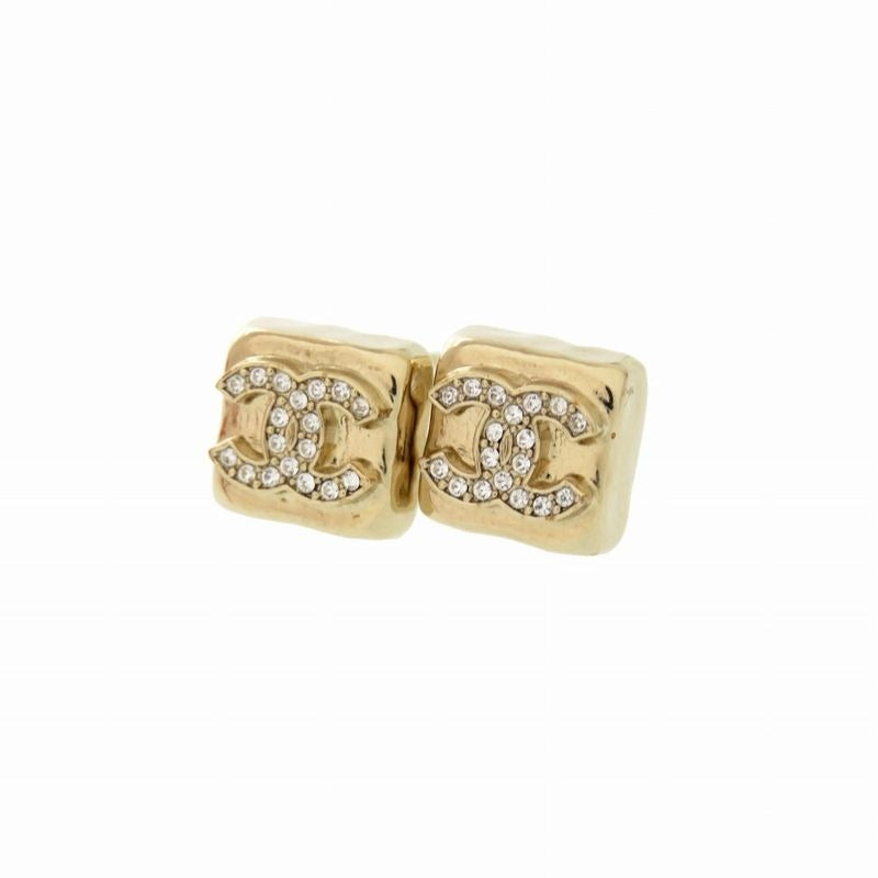 Chanel Coco Mark Square Stone Gold Earrings I24 C Accessories 0813 — view 2