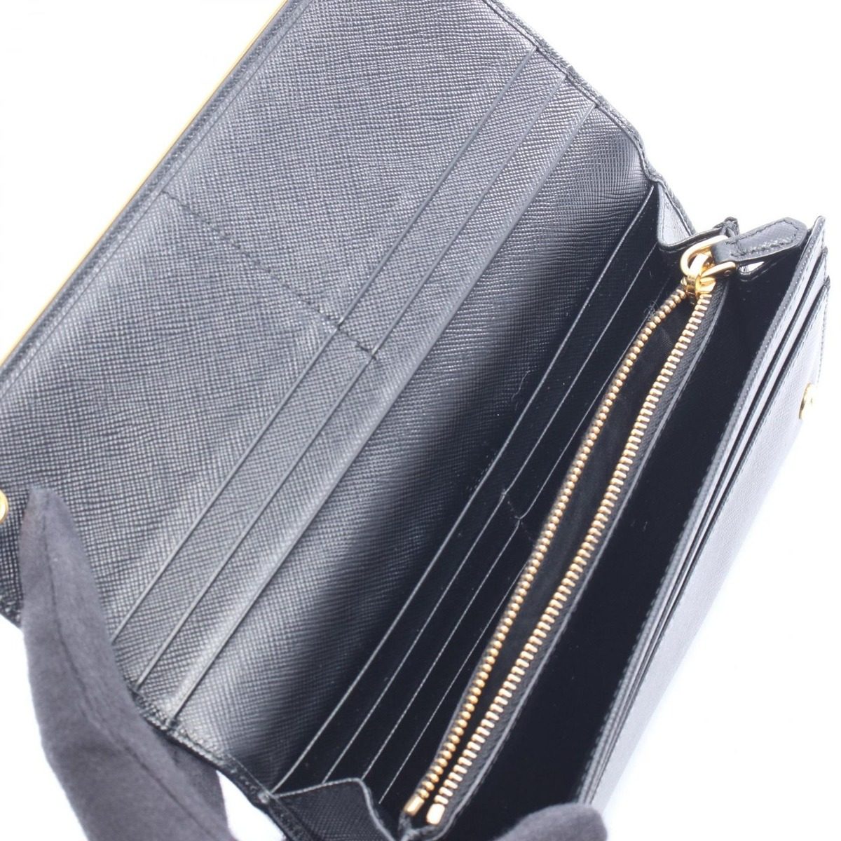 Prada Bifold Wallet Black Saffiano Leather Metal — view 3