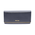 Prada Bifold Wallet Black Saffiano Leather Metal