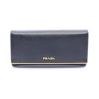 Prada Bifold Wallet Black Saffiano Leather Metal