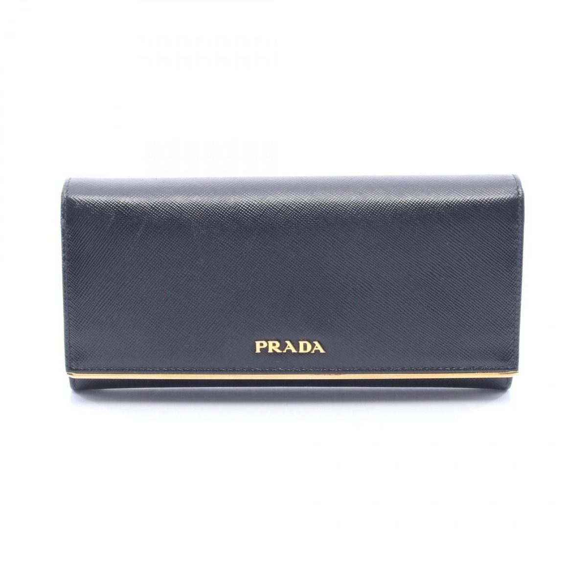 Prada Bifold Wallet Black Saffiano Leather Metal