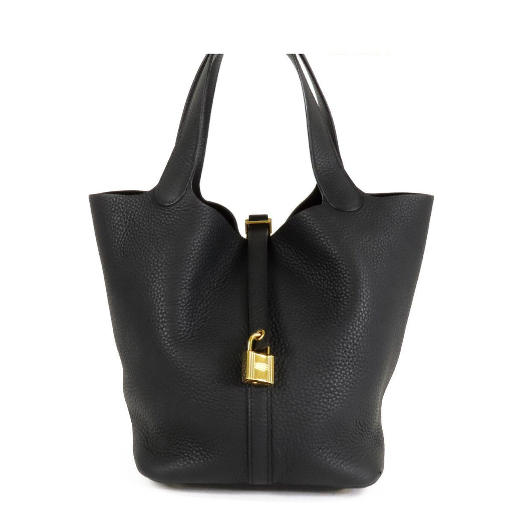 Hermes Picotin Lock MM Black Gold Taurillon Handbag
