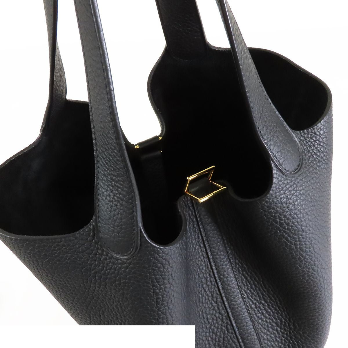 Hermes Picotin Lock MM Black Gold Taurillon Handbag — view 5
