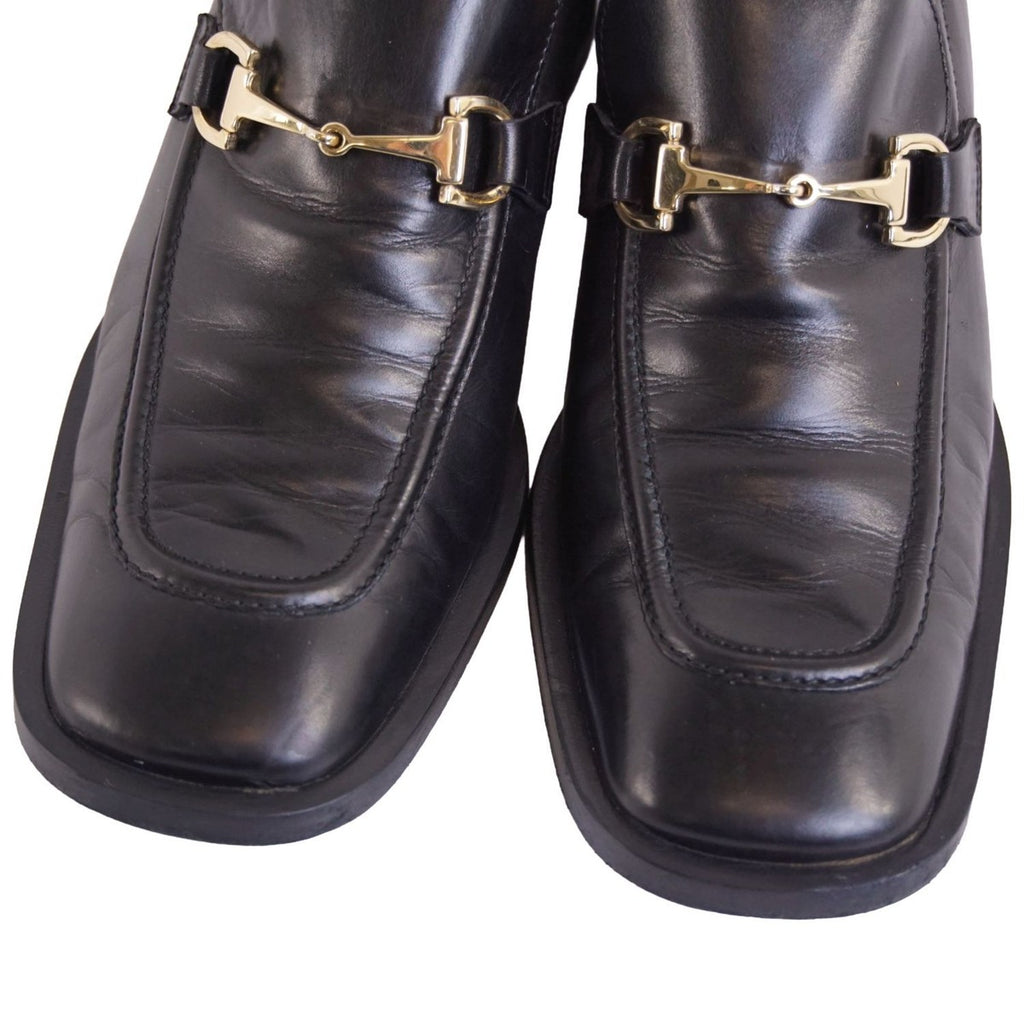 Gucci Vintage Loafers Moccasins Heel Horsebit Gold — view 3