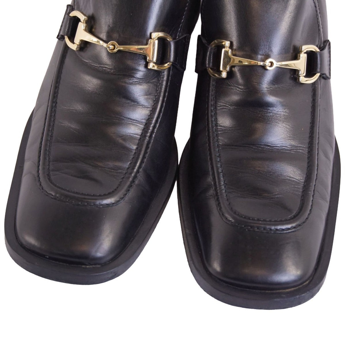 Gucci Vintage Loafers Moccasins Heel Horsebit Gold — view 3