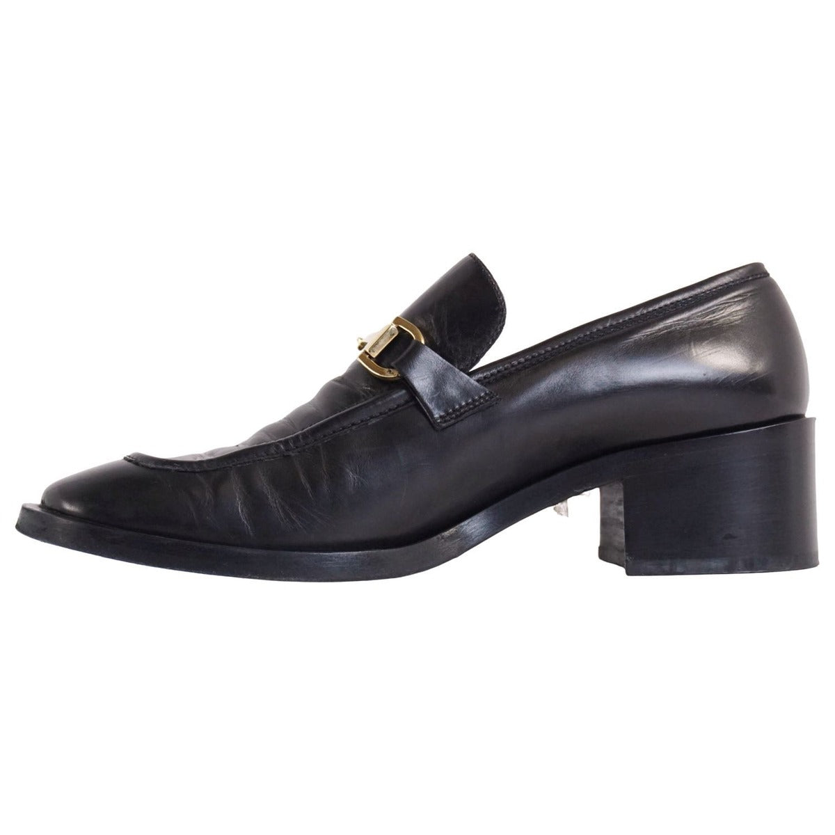 Gucci Vintage Loafers Moccasins Heel Horsebit Gold — view 6