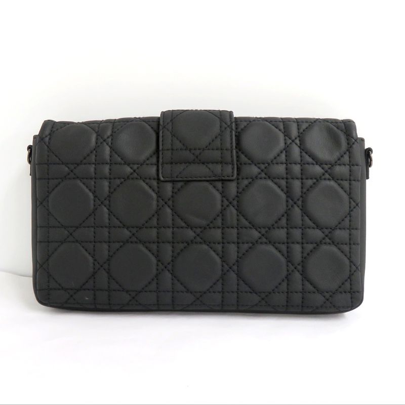 Dior Chain Bag Black Silver Hardware New Rock Cannage Leather — view 3