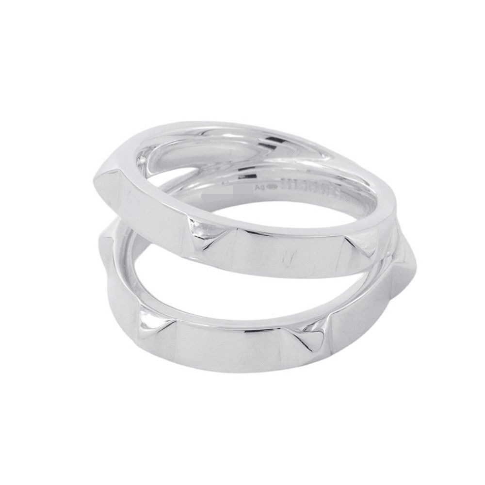 Hermes Ring Cl De-h Double Round Silver 51